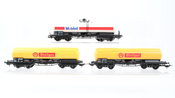 Lima H0 Konvolut 3 Tankwagen 4 achsig (2x Shell/ 1x Mobiloil)