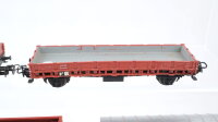Märklin H0 Konvolut Sebstentladewagen, Hochbordwagen mit Holzladung, gedeckter Güterwagen, Rungenwagen, Niederbordwagen 4-achisg DB (Rungen fehlen)