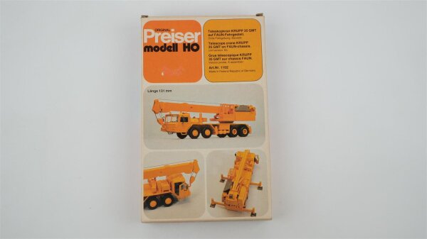 Preiser H0 1102 Teleskopkran KRUPP 35 GMT auf FAUN-Fahrgestell (orange)