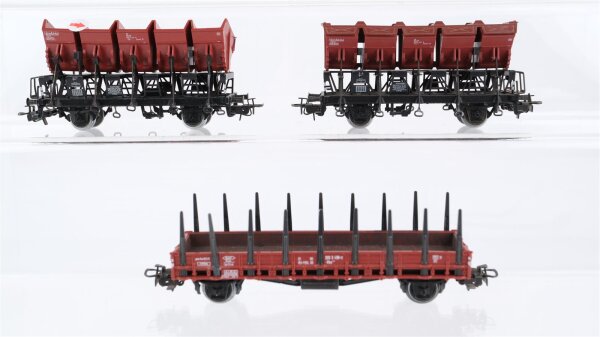 Märklin H0 Konvolut Muldenkippwagen, Rungenwagen DB (Abbrüche/ teilweise patiniert)