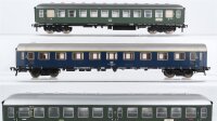 Fleischmann H0 Konvolut Personenwagen 1.Kl. blau, Personenwagen 2.Kl. grün, Personenwagen mit Mitteleinstieg 2.Kl. grün DB
