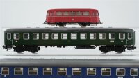 Märklin H0 Konvolut Personenwagen 2.Kl. grün, Personenwagen 1.Kl. blau, Schienenbus-Begleitwagen rot, DB