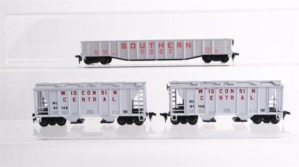 Unbekannt H0 Konvolut US offener Güterwagen "Southern", Selbstentladewagen, 4-achsig Wisconsin Central u. a.