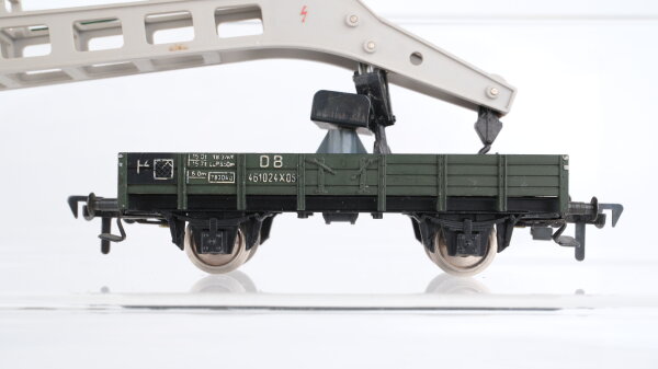 Fleischmann H0 Konvolut Dampf-Kranwagen mit Kranschutzwagen, Schwerlastwagen mit Gegengewichten, Flachwagen mit Zubehör DB (unvollständig)