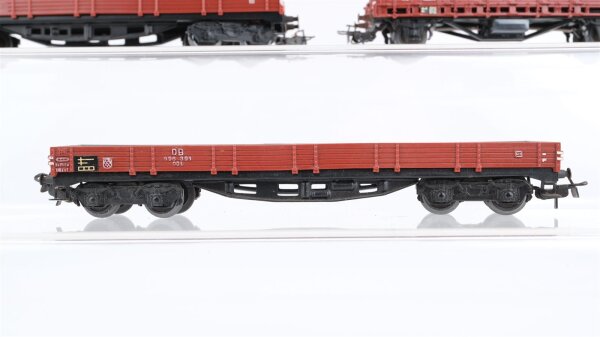 Märklin H0 Konvolut 2 Niederbordwagen 4-achsig, Niederbordwagen 2-achsig, Niederbordwagen mit Plane 4-achsig DB
