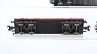 Märklin H0 Konvolut 2 Niederbordwagen 2-achsig, 2 Niederbordwagen 4-achsig, Niederbordwagen mit Ladung "Holzbretter" DB