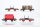 Märklin H0 Konvolut 2 Drehschemelwagen, Kipplore rot, Weinfasswagen "Bordeaux" Nebenbahn