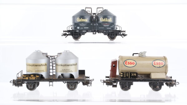 Märklin H0 Konvolut Silowagen "Clubmast" Silowagen "Braunkohlenstaub" Kesselwagen mit Bremserhaus "374 Esso" DB/u.a.