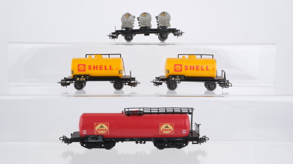 Märklin H0 Konvolut 2 Kesselwagen "Shell" Kesselwagen "Avia" Behältertragewagen "VTG" DB