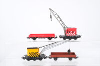 Märklin H0 Konvolut 2 Kranwagen, 2 Flachwagen DB