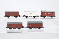 Piko H0 Konvolut 3 gedeckte Güterwagen braun, Kühlwagen weiss, Stückgutwagen braun DR