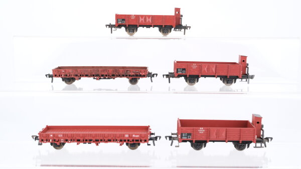 Fleischmann H0 Konvolut Mittelbordwagen mit Bremserhaus, Rungenwagen DB (Rungen fehlen)