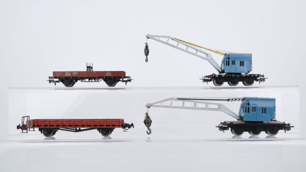 Märklin H0 Konvolut Kranwagen 3-achsig mit Kranschutzwagen DB u.a.