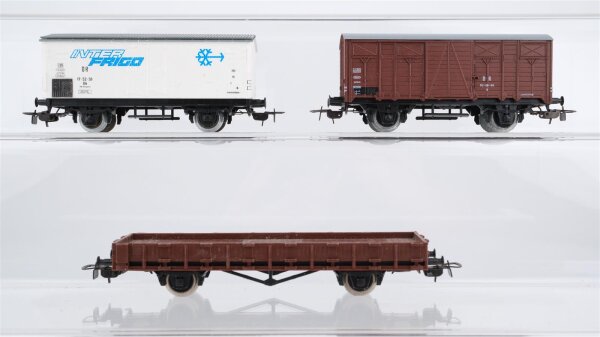 Piko H0 Konvolut Niederbordwagen, Kühlwagen "InterFrigo" gedeckter Güterwagen braun DR
