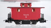 Fleischmann/Pocher/Unbekannt H0 Konvolut US Caboose, Caboose 4-achsig, Mittelbordwagen 4-achsig, gedeckter Güterwagen 4-achsig N&W/ V&T u. a. (eine Kupplung unvollständig)