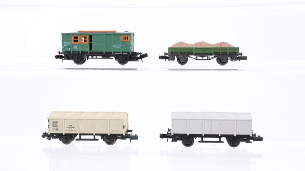 Arnold N Konvolut Klappdeckelwagen, Bauzugwagen, Niederbordwagen mit Ladung DB