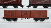 Klein Modellbahn/ Lima H0 Konvolut Hochbordwagen 4-achsig, Flachwagen, gedeckter Güterwagen "Stückgut-Schnellverkehr" DB u. a. (teilweise patiniert)