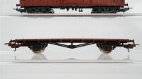 Klein Modellbahn/ Lima H0 Konvolut Hochbordwagen 4-achsig, Flachwagen, gedeckter Güterwagen "Stückgut-Schnellverkehr" DB u. a. (teilweise patiniert)