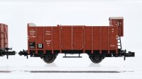 Minitrix N Konvolut gedeckter Güterwagen mit Bremserhaus, Hochbordwagen mit Bremserhaus, gedeckter Güterwagen, Hochbordwagen DR