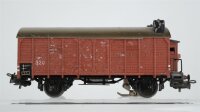 Märklin H0 Konvolut gedeckter Güterwagen "312" braun, Niederbordwagen mit Bremserhaus, gedeckter Güterwagen mit Bremserhaus und Zugschluss "320", Bananenwagen mit Bremserhaus "324 Jamaica" (Beleuchtung ungetestet)