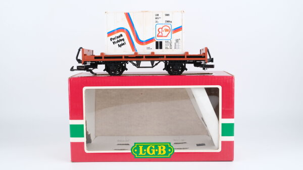 LGB G 4002 Flachwagen mit Conatainer "Idee+Spiel"