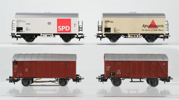 Märklin H0 Konvolut 2 Kühlwagen "Apollinaris, SPD", gedeckter Güterwagen braun, gedeckter Güterwagen braun mit Zugschluss DB (Beleuchtung ungetestet)