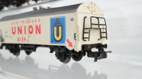 Märklin H0 3 Gedeckte Güterwagen braun, Bierwagen "Dortmunder Union" DB/FS (Abbruch)