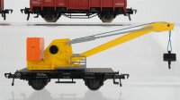 Fleischmann H0 Konvolut Gedeckte Güterwagen "ASG" gelb, gedeckter Güterwagen braun, Hochbordwagen, Kranwagen DB/u.a.