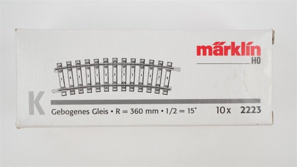 Märklin H0 2223 Gebogenes Gleis R = 360 mm 1/2 15° (10 Stück in OVP)