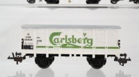 BTTB TT Konvolut Bierwagen "Carlsberg", Kühlwagen "Tuborg", gedeckter Güterwagen mit Bremserhaus DSB