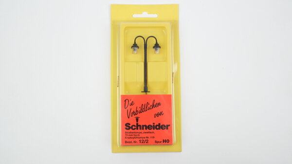 Schneider H0 12/2 Straßenlampe zweifach 70mm hoch