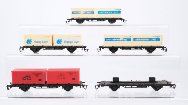 BTTB TT Konvolut Containertragwagen "Hapag-Lloyd", "cti", "Eurocontainer Lines" (teilweise verklebt/ teilweise unbeladen)