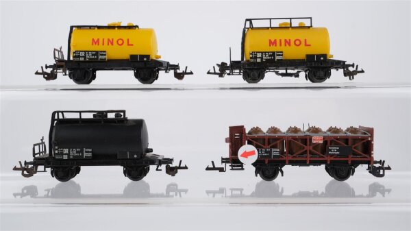 BTTB TT Konvolut Kesselwagen "Minol", Säuretopfwagen mit Bremserhaus DR (eine Kupplug defekt)