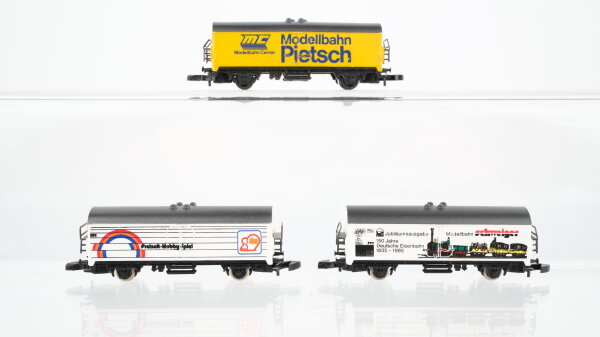 Märklin Z Konvolut Kühlwagen "Freizeit Hobby SPiel", "Modellbahn Schweiger", "Modellbahn Pietsch"