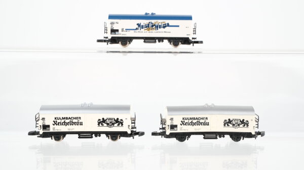 Märklin Z Konvolut Kühlwagen "Kulmbacher Reichelbräu", "Maisels Weisse" DB