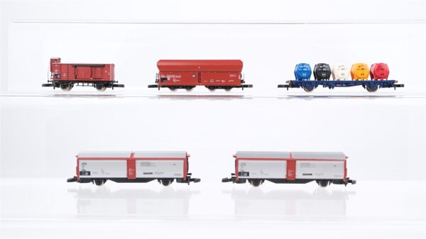 Märklin Z Konvolut Schiebewandwagen Behältertragwagen "K+E" Selbstentladewagen gedeckter Güterwagen mit Bremserhaus DB
