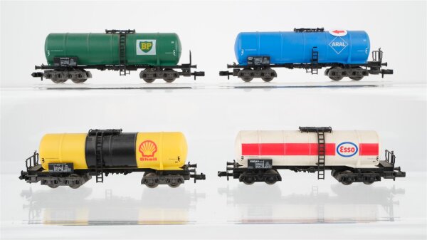Fleischmann N Konvolut Kesselwagen "Esso BP Shell Aral" DB (Abbruch)