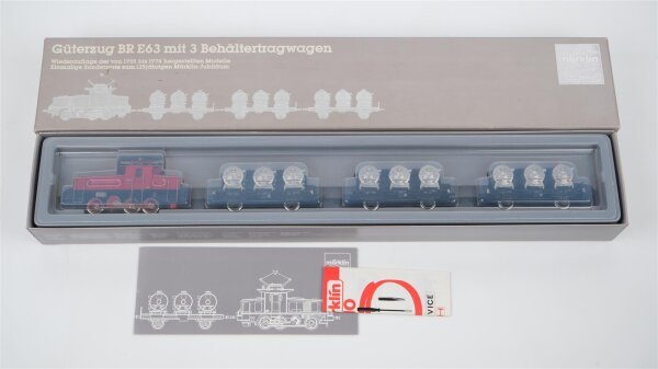 Märklin H0 2874 Güterzug BR E63 mit Behälterwagen DB Wechselstrom (Vermutlich Verharzt)