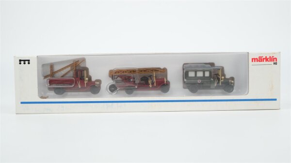 Märklin H0 1890 Oldtimer Fahrzeug-Set Feuerwehr Rotes Kreuz