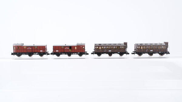 Fleischmann N Konvolut Abteilwagen 3. Kl. mit Bremserhaus Gepäckwagen K.P.E.V. u.a.