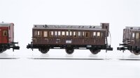 Fleischmann N Konvolut Abteilwagen 3. Kl. mit Bremserhaus Gepäckwagen K.P.E.V. u.a.
