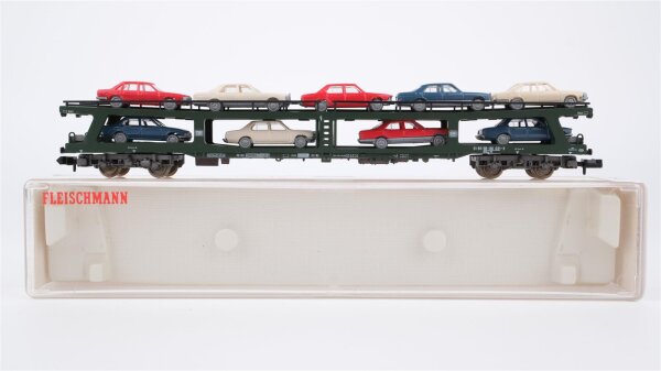 Fleischmann N 8285 Doppelstockw. Autotransport mit 8 PKW DDm 915 DB