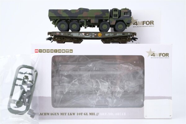 Märklin H0 48713 Schwerlast-Flachwagen mit LKW 10 T GL  Rlmmps 650 der DB AG