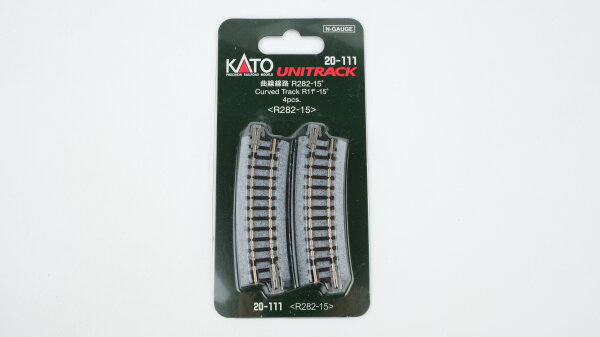 Kato N 20-111 Unitrack Gebogenes Gleis R282-15° (4 Stück)