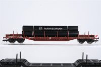 Fleischmann H0 Konvolut Autotransportwagen Tiefladewagen Rungenwagen mit Rohrladugn "Mannesmann" DB u.a. (Abbrüche)