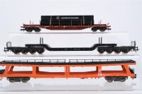 Fleischmann H0 Konvolut Autotransportwagen Tiefladewagen Rungenwagen mit Rohrladugn "Mannesmann" DB u.a. (Abbrüche)