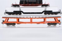 Fleischmann H0 Konvolut Autotransportwagen Tiefladewagen Rungenwagen mit Rohrladugn "Mannesmann" DB u.a. (Abbrüche)