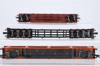 Fleischmann H0 Konvolut Autotransportwagen Tiefladewagen Rungenwagen mit Rohrladugn "Mannesmann" DB u.a. (Abbrüche)