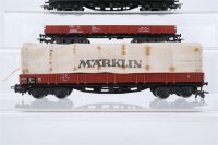 Märklin H0 Konvolut Niederbordwagen teilbeladen mit Plandach/LKW DB