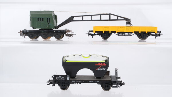 Märklin H0 Konvolut Kranwagen mit Kranschutzwagen Neigungsmesswagen "Insider" DB